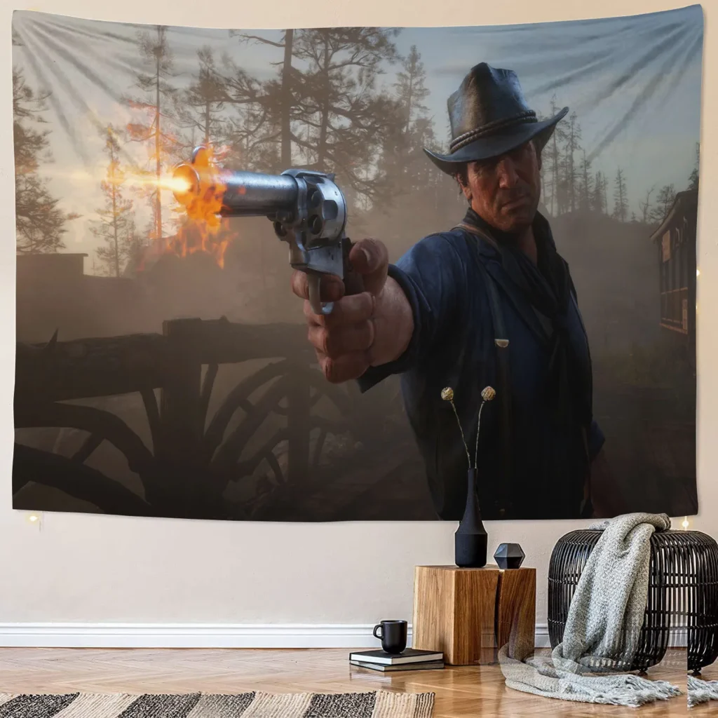 6 Sizes Cowboy Red Dead R Redemption 2 Tapestry Poster Game Wall Art Picture Gamer Room 9 - Red Dead Redemption 2 Shop