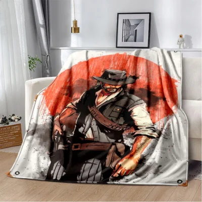 HD Red Dead Revolver Game Gamer Cartoon 3D Blanket Soft Throw Blanket for Home Bedroom Bed 14 - Red Dead Redemption 2 Shop