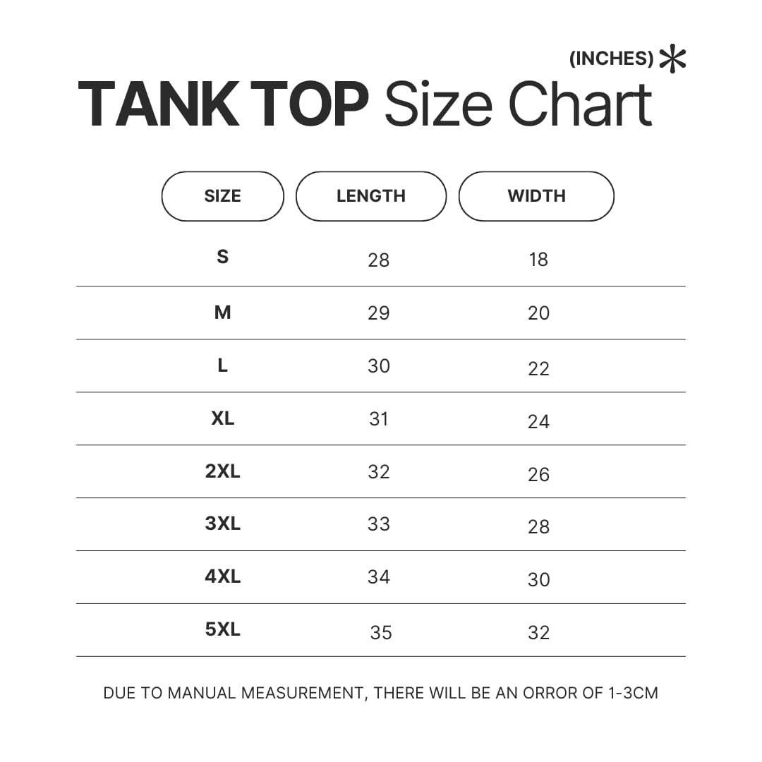 Tank Top Size Chart - Red Dead Redemption 2 Shop