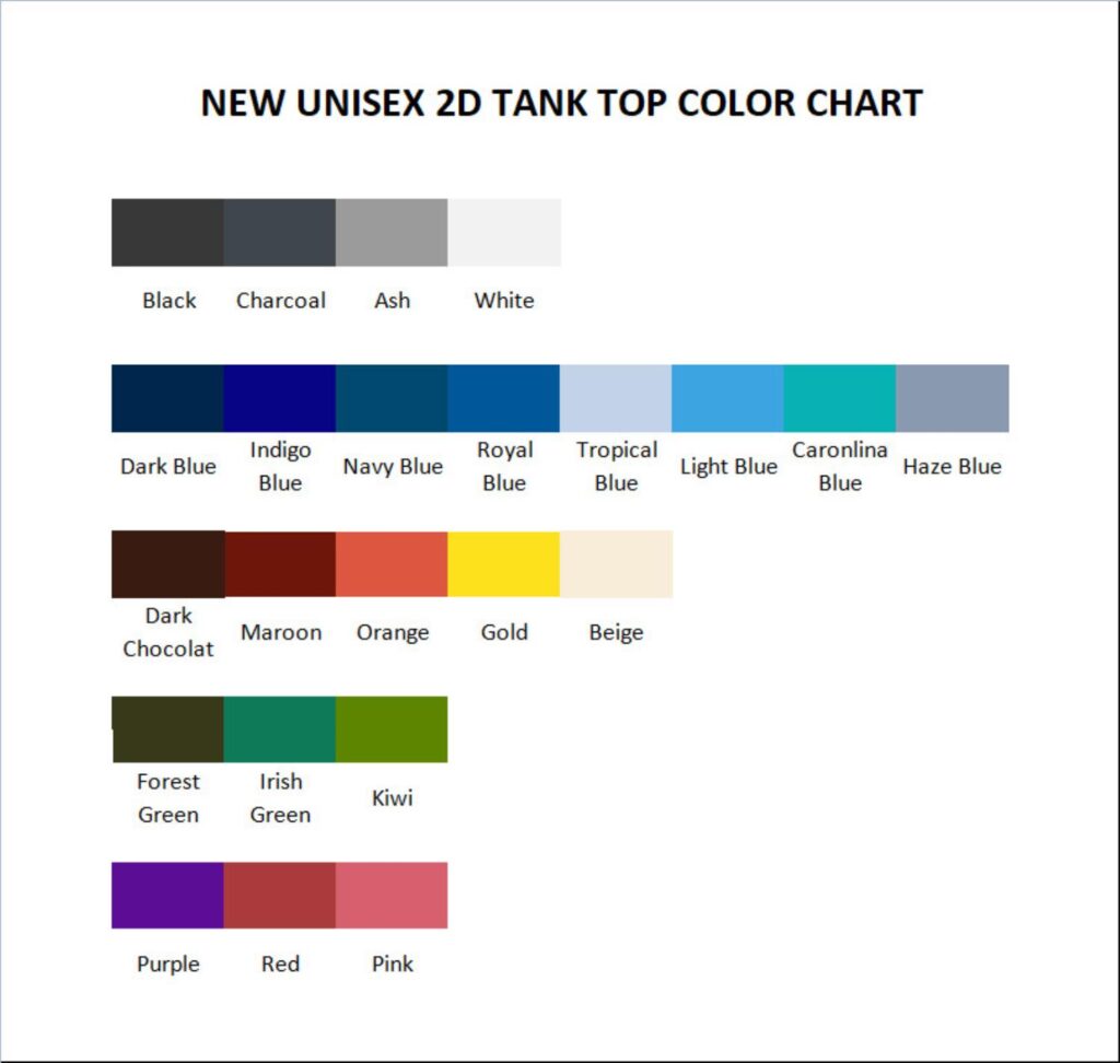 tank top color chart 1 - Red Dead Redemption 2 Shop